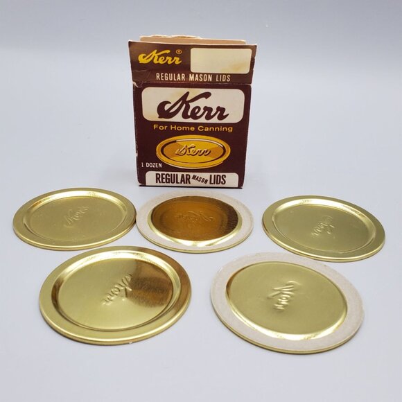 Vintage Ball Mason Caps with Dome Lids Partial Box of 7 plus Extra Kerr Lids - Picture 8 of 8